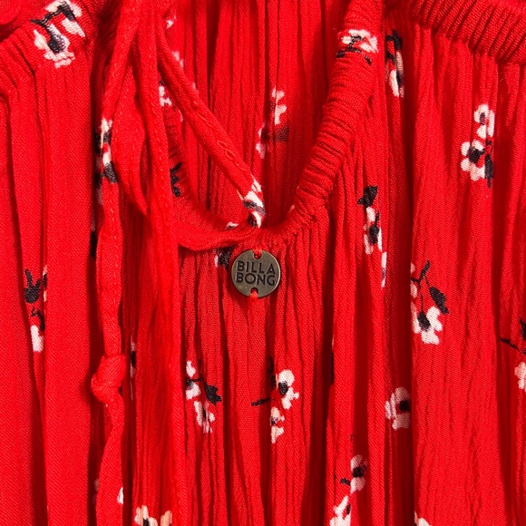 Billabong Red Floral Backless Maxi Dress - Medium - Picture 9 of 10